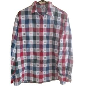 VTG‎ Alfred Dunner Top Womens 16W Folksy Plaid Embroidered Western Button Up